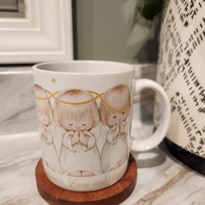 Vintage Stoneware Peace Love Joy Angel Mug